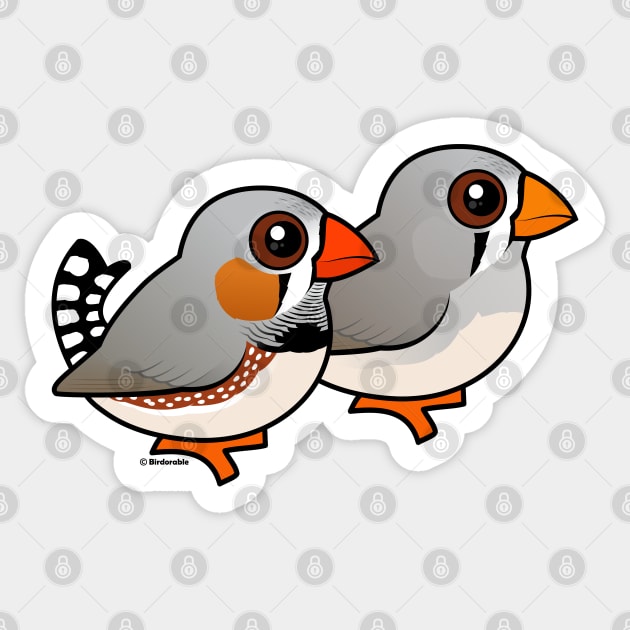 Cute Zebra Finch Pair Sticker by birdorable